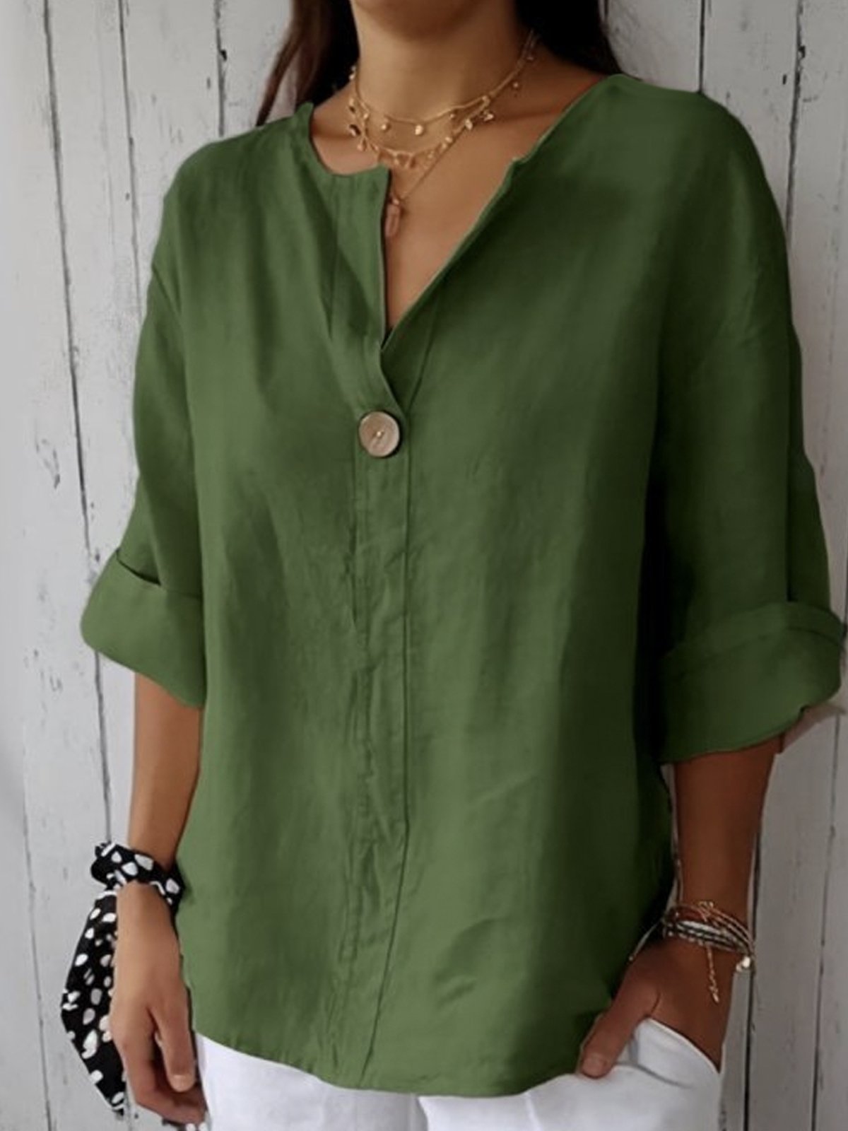 Blusa María™ - Blusa informal con cuello en V