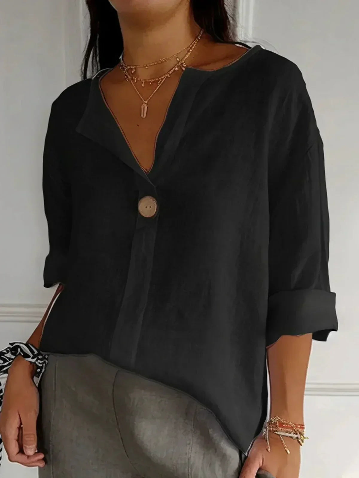 Blusa María™ - Blusa informal con cuello en V