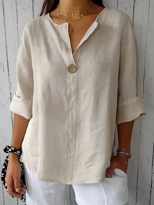 Blusa María™ - Blusa informal con cuello en V