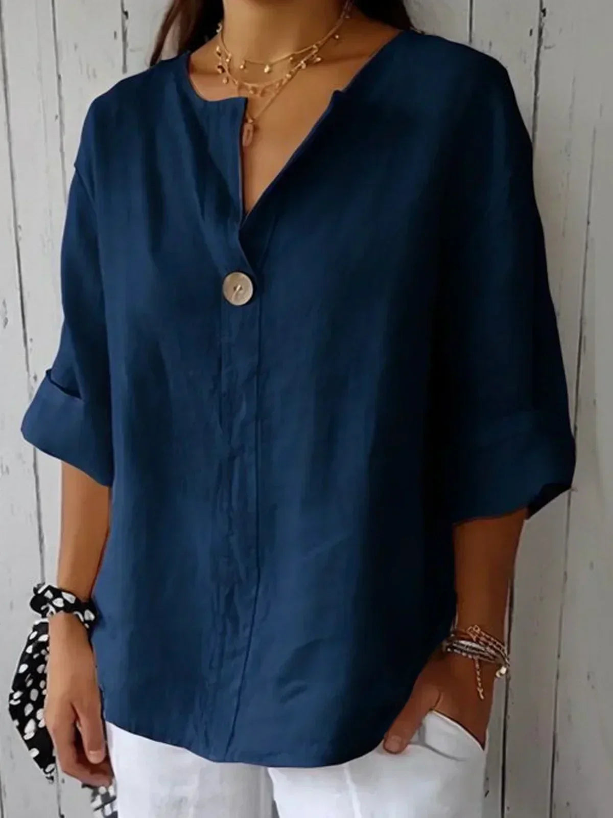 Blusa María™ - Blusa informal con cuello en V